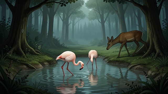 A World Beyond Human Explanation from "Leave the World Behind". A World Beyond Human Explanation Animal Adaptation The narrative imagines displaced flamingos adapting to a new environment and deer moving according to an…