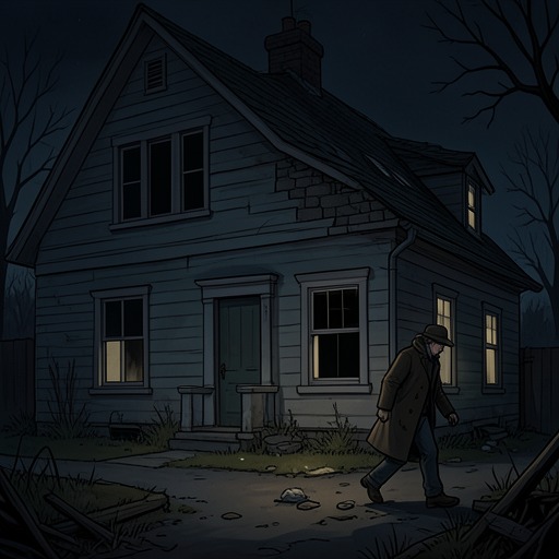 The Empty Neighboring House from "Leave the World Behind". This flow reframes Rose’s expedition through the absent household whose ordinary home becomes an improvised cache for survival.