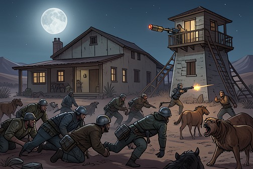 Rancho las Bardas raid from "The Power of the Dog". The Rancho las Bardas raid is a night assault on Raúl Barrera’s stronghold that ends with the Barreras gone and its commander, Antonio Ramos, dead.