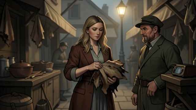 The Hide Sale from "The Power of the Dog". The Hide Sale A Desperate Transaction Rose sells the old hides to a trader for cash.
