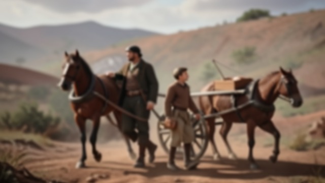 The Road North from "The Power of the Dog". The Road North A Difficult Passage Edward and his son walk beside an old horse and cart, carrying food, gloves, and a small amount of money.