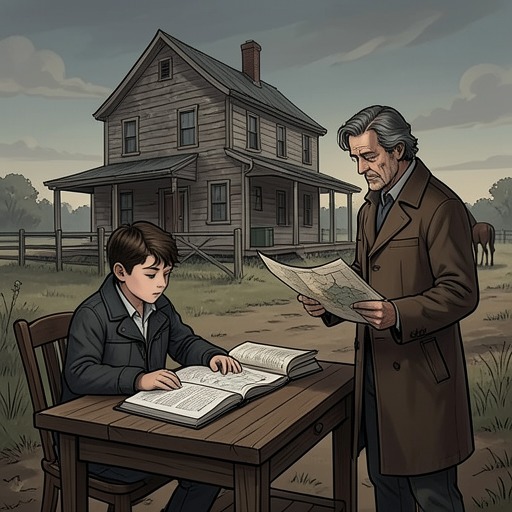Peter’s Education and Inheritance from "The Power of the Dog". This flow traces how Johnny’s books, Peter’s scientific curiosity, and the ranch’s practical knowledge combine in the final plot.