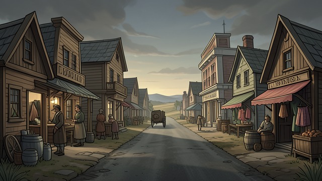 A Frontier Outpost from "Butcher's Crossing". A Village Built Around Trade A small settlement Will Andrews arrives at a sparse collection of wooden buildings, tents, and makeshift businesses.