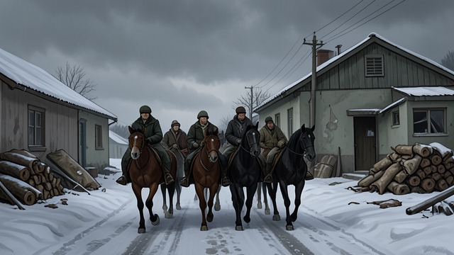 The Empty Village from "Butcher's Crossing". The Empty Village A Changed Market Town Miller, Andrews, and Charley Hoge return on two exhausted horses, expecting to settle the hide account with McDonald.