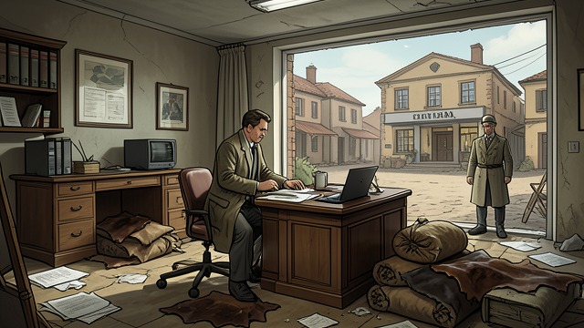 The Deserted Office from "Butcher's Crossing". A Business Left Behind Signs of abandonment After returning from the mountains, Miller and Will Andrews find bales of hides and abandoned wagons gathered…