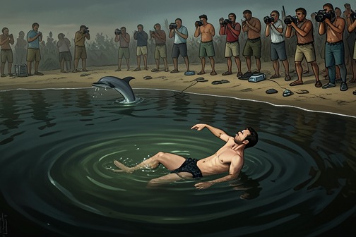 Jasper Is Attacked by a Dolphin and Rescues It from "Made for Love". Jasper Is Attacked by a Dolphin and Rescues It is a violent beach encounter that turns an attempted retreat into an unlikely rescue and a public spectacle.
