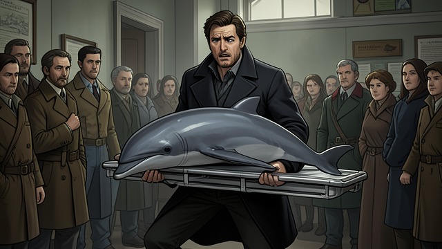 A Viral Image from "Made for Love". A Viral Image Instant attention Bystanders record Jasper carrying an exhausted dolphin to shore.