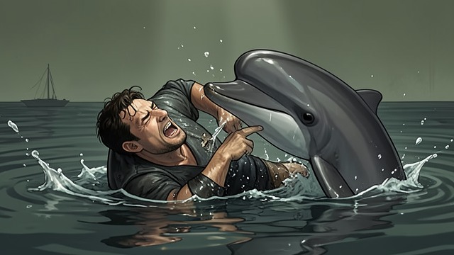 The Dolphin Attack from "Made for Love". The Dolphin Attack An unexpected assailant A dolphin attacks Jasper in the ocean, repeatedly battering and submerging him.
