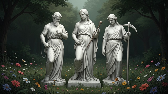 The Fates in Marble from "The King in Yellow". The Fates in Marble Boris Yvain's sculpture of The Fates gives abstract destiny a human form.