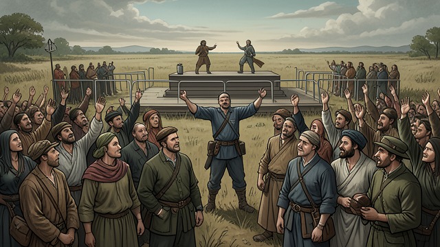 The Crowd Answers from "The Last Duel". The Crowd Answers A demanded response After killing Le Gris, Jean asks the spectators whether he has done his duty.