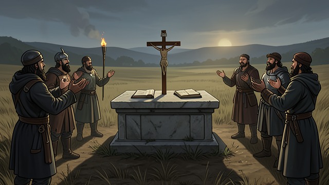 The Altar on the Field from "The Last Duel". The Altar on the Field Combat sanctified Priests place a crucifix and prayer book on an altar at the center of the field.
