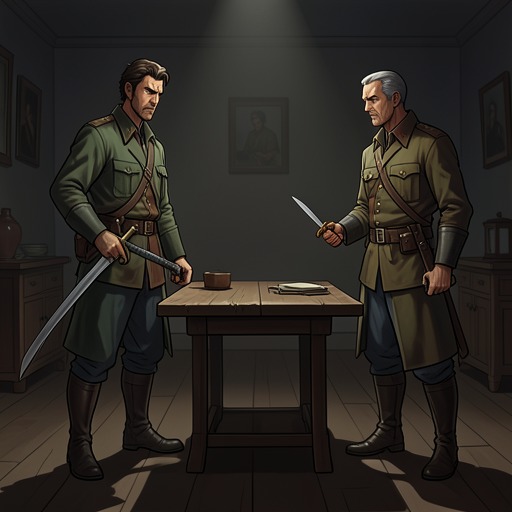 From Friends to Enemies from "The Last Duel". The relationship between Jean and Le Gris evolves from intimate trust through patronage rivalry and broken reconciliation to mortal combat.