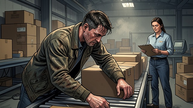 A Punishing Work Rhythm from "Nomadland". A Punishing Work Rhythm Measured work Warehouse employees scan, lift, bend, and walk for long shifts as supervisors track productivity.