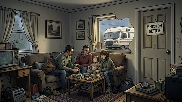 A Family in Crisis from "Nomadland". A Family in Crisis Trouble arrives at home Audra and Collin face eviction after income and disability benefits fall away.