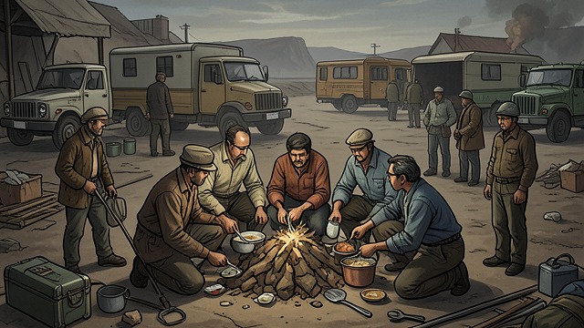 The RTR’s Shared Labor from "Nomadland". The RTR’s Shared Labor Mutual aid in practice At the Rubber Tramp Rendezvous, travelers share food, skills, tools, and small repairs.