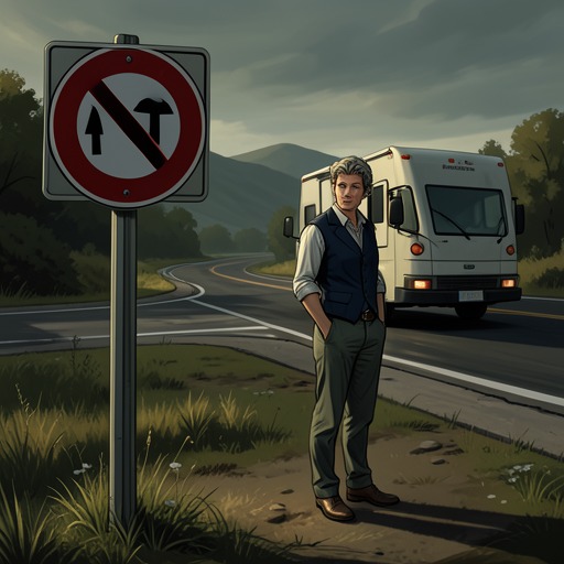 The Law and the Nomad from "Nomadland". Rules governing parking, public land, and official residence make mobile shelter vulnerable to exclusion and surveillance.