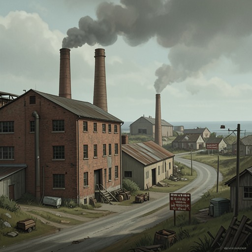 Industrial Decline and New Labor from "Nomadland". The contrast between Empire and Amazon Town reveals a shift from stable industrial communities toward temporary, mobile work.