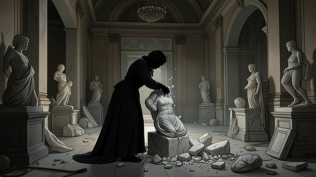 Baxil’s Destructive Mistress from "The Way of Kings". Art as a Target Destruction Without Theft Baxil’s mistress vandalizes sacred art in a wealthy palace while taking nothing of material value.