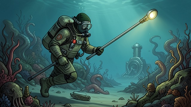 Living Water from "The Invincible". Living Water Biological Evidence The expedition discovers fishlike organisms, algae, and brushlike life beneath the sea.