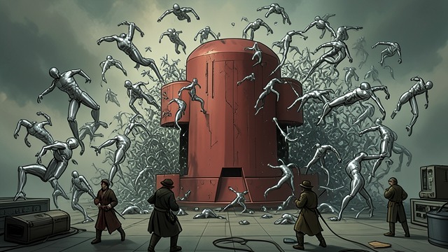 Evolutionary Victory from "The Invincible". Evolutionary Victory Ancient Pattern Repeated The Cloud confronts the Cyclops as earlier mobile forms once confronted larger automatons.