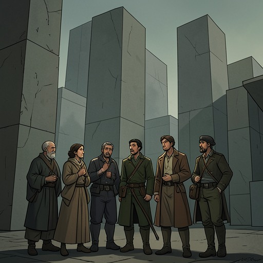 The Ruins and the Metal Forest from "The Invincible". This flow follows the crew’s changing interpretation of the geometric ruins as a failed sedentary branch of machine evolution.