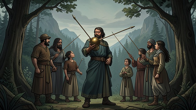 Gift at the Tent from "Book of Mormon". A Curious Compass Unexpected Object Lehi finds a brass ball with spindles pointing toward the wilderness.