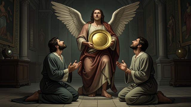 Three Witnesses from "Book of Mormon". Plates Before an Angel External Testimony Three witnesses report seeing the Golden Plates and an angel.