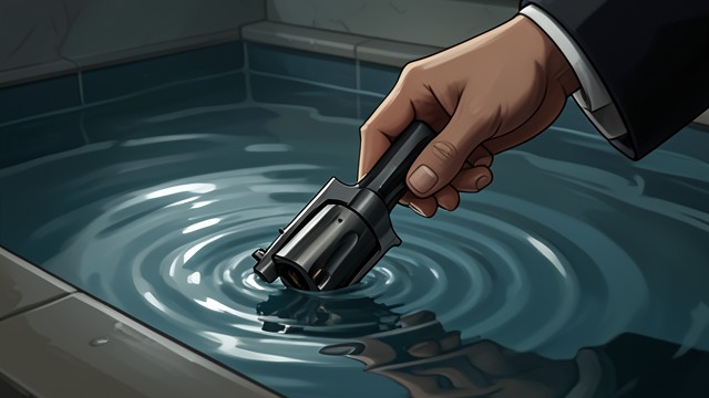 The False Weapon from "The Hollow". A Displaced Revolver Broken Evidence Henrietta Savernake drops Gerda's revolver into the pool, destroying possible fingerprints.