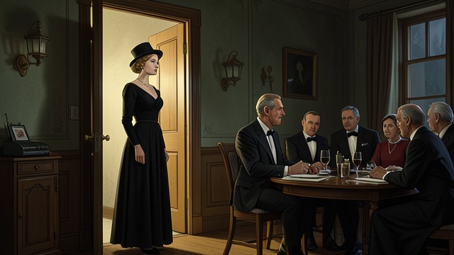 Mourning Clothes from "The Hollow". Black Formality Public Appearance Gerda wears an unbecoming black dress and hat while her sister manages the inquest arrangements.