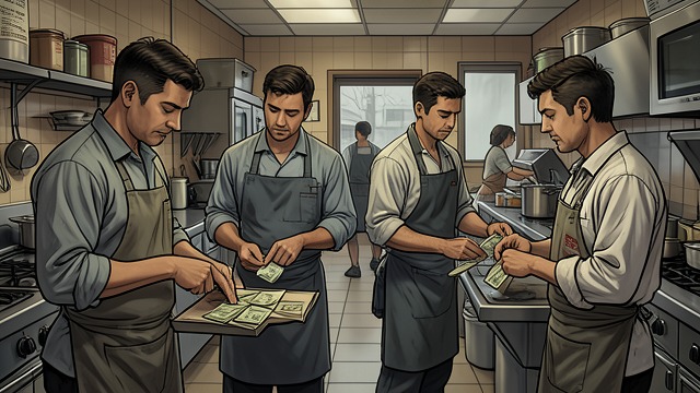 Workplace Family from "The Secret of Secrets". Cooperation Under Pressure Common Labor Nyia, Cedric, Kayla, and the other workers clean, count money, and secure the diner together.