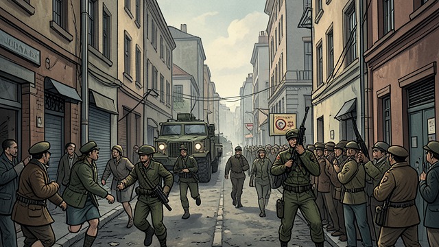 The Army at Oxford from "Babel". The Army at Oxford Encirclement The Army enters Oxford and confronts barricades built by workers and townspeople.