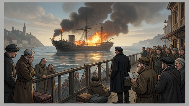 The Bosphorus Fire from "The Museum of Innocence". The Bosphorus Fire A disaster across the water A collision between the Independenta and a Greek ship produces explosions and a huge fire near the Bosphorus.
