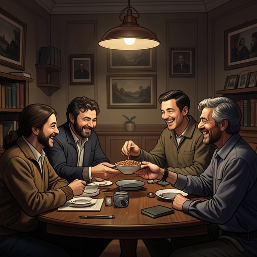 New Year at the Keskin Table from "The Museum of Innocence". This flow traces the recurring tombala gatherings that make Kemal feel included in the Keskin family and deepen the meaning of shared objects.