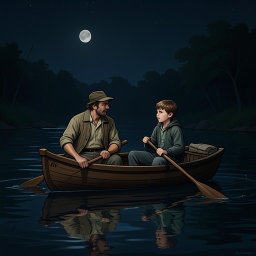 The Fisherman and the Listening Couple from "The Museum of Innocence". This flow traces how the Fisherman and His Son become a recurring nighttime presence and a temporary refuge for Kemal and Sibel.