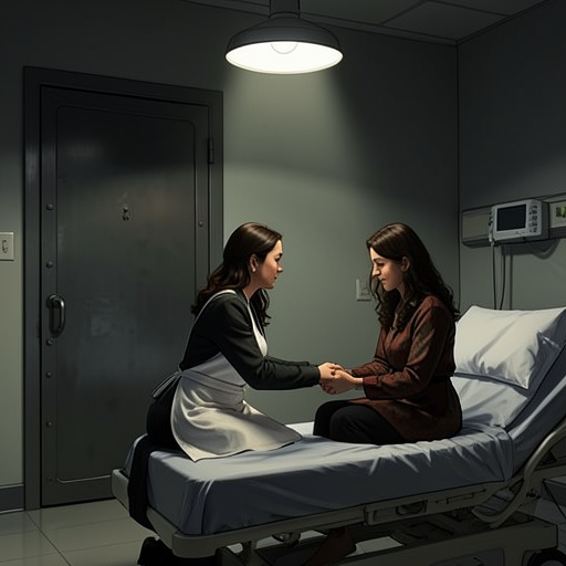 Ingrid’s Work of Care from "Shrill: Notes from a Loud Woman". This flow follows Ingrid’s practical care for Lindy and her family, from bodily education through medical crisis and bereavement.