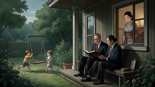 Life in Shukugawa from "The Character of Rain". Life in Shukugawa A settled household The family lives in a house in Shukugawa, surrounded by a garden and mountain landscape.