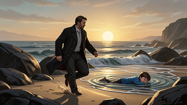 A Child in the Water from "The Character of Rain". A Child in the Water The sea turns dangerous The Narrator (God) walks out into the Sea of Japan and loses the shallow bottom.