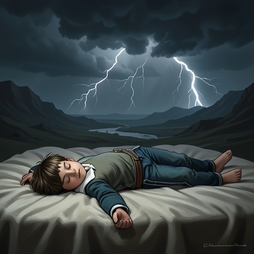 From Inertia to Motion from "The Character of Rain". This flow traces the physical and mental transition from absolute stillness through fury into an active, exploratory childhood.