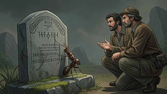 The Ant Witness from "The Dark Forest". Life Watches A Tiny Observer An Ant climbs Ye Wenjie's gravestone while Luo Ji threatens Trisolaris.