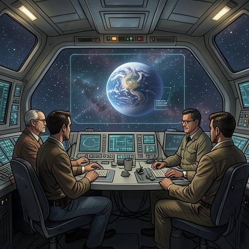 The Battle of Darkness from "The Dark Forest". This flow follows how scarcity and isolation turn Starship Earth into a laboratory for cosmic suspicion.
