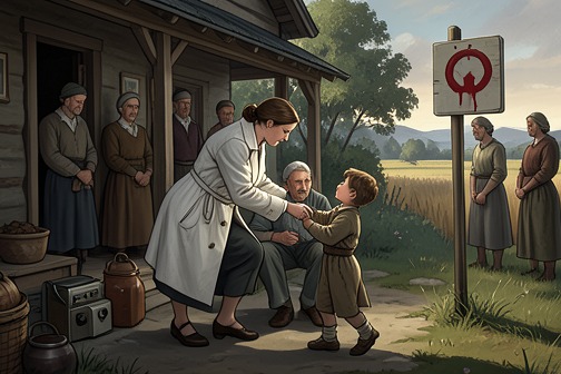 Cima Treats a Mennonite Family from "The Dog Stars". Cima’s visit to the Mennonite families turns a line maintained for safety into a place of contact.