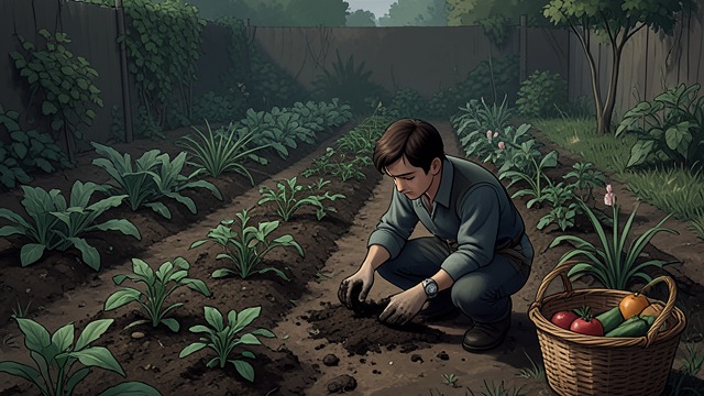 The Garden’s Promise from "The Dog Stars". Growing Through Ruin Repeated planting Hig tends beans, potatoes, corn, spinach, and tomatoes.