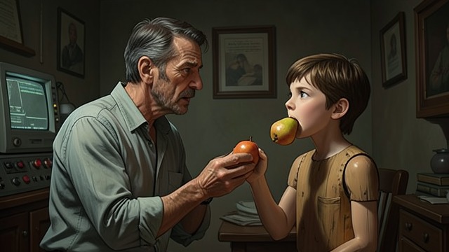 The Father’s Breakfast from "The Adventures of Pinocchio". Care Before Merit A Meal Shared Geppetto offers Pinocchio the three pears he had saved for breakfast.