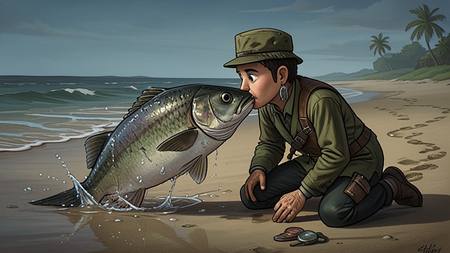The Tunny’s Embarrassed Tears from "The Adventures of Pinocchio". Gratitude Returned A Warm Embrace Pinocchio kneels on the sand and kisses the Tunny’s cheek, thanking him for saving Geppetto.