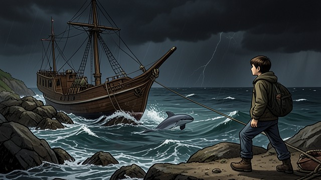 The Island and the Shark from "The Adventures of Pinocchio". A New Threat Appears Landfall Exhausted, Pinocchio reaches the Island of the Busy Bees after a night of storm and rough water.