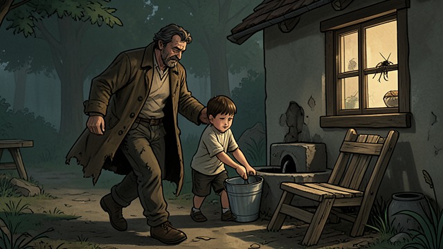 The Son Supports His Father from "The Adventures of Pinocchio". Affection Put to Work Care on Shore Pinocchio helps Geppetto walk after the Tunny brings them to land.