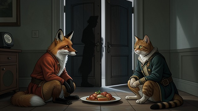 The Innkeeper’s Complicity from "The Adventures of Pinocchio". A Planned Departure A Convenient Excuse The Fox and the Cat eat heavily, arrange separate rooms, and ask the innkeeper to wake them at midnight.