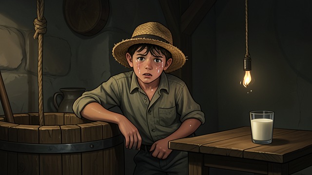 Labor for Milk from "The Adventures of Pinocchio". Earning His Father’s Food Work at the Well Pinocchio asks Farmer John for milk but has no penny to pay.