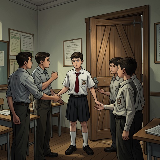 School, Temptation, and Arrest from "The Adventures of Pinocchio". The conflict between Pinocchio’s emerging discipline and his companions’ pressure escalates from a missed lesson into violence, flight, and official suspicion.