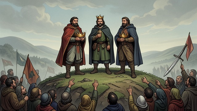 Four Kings from "A Clash of Kings". Crowns in Conflict Claims become armies Stannis Baratheon invokes inheritance, Renly Baratheon invokes strength, and Robb Stark accepts a northern crown.